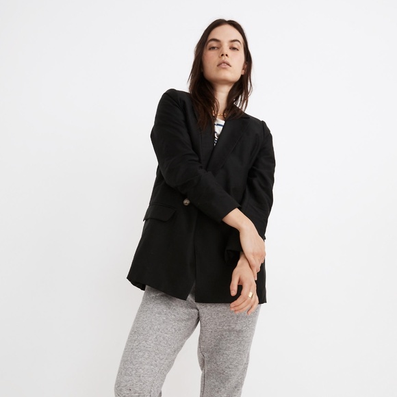 New MADEWELL Caldwell Double-Breasted Blazer: Two Button Edition in Black - Picture 2 of 6